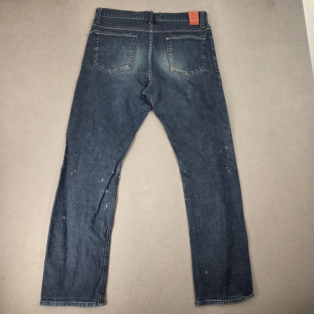 Selvedge Jeans Mens‎ 34x30 Blue Straight Leg Paint Splatter Selvedge Made Korea